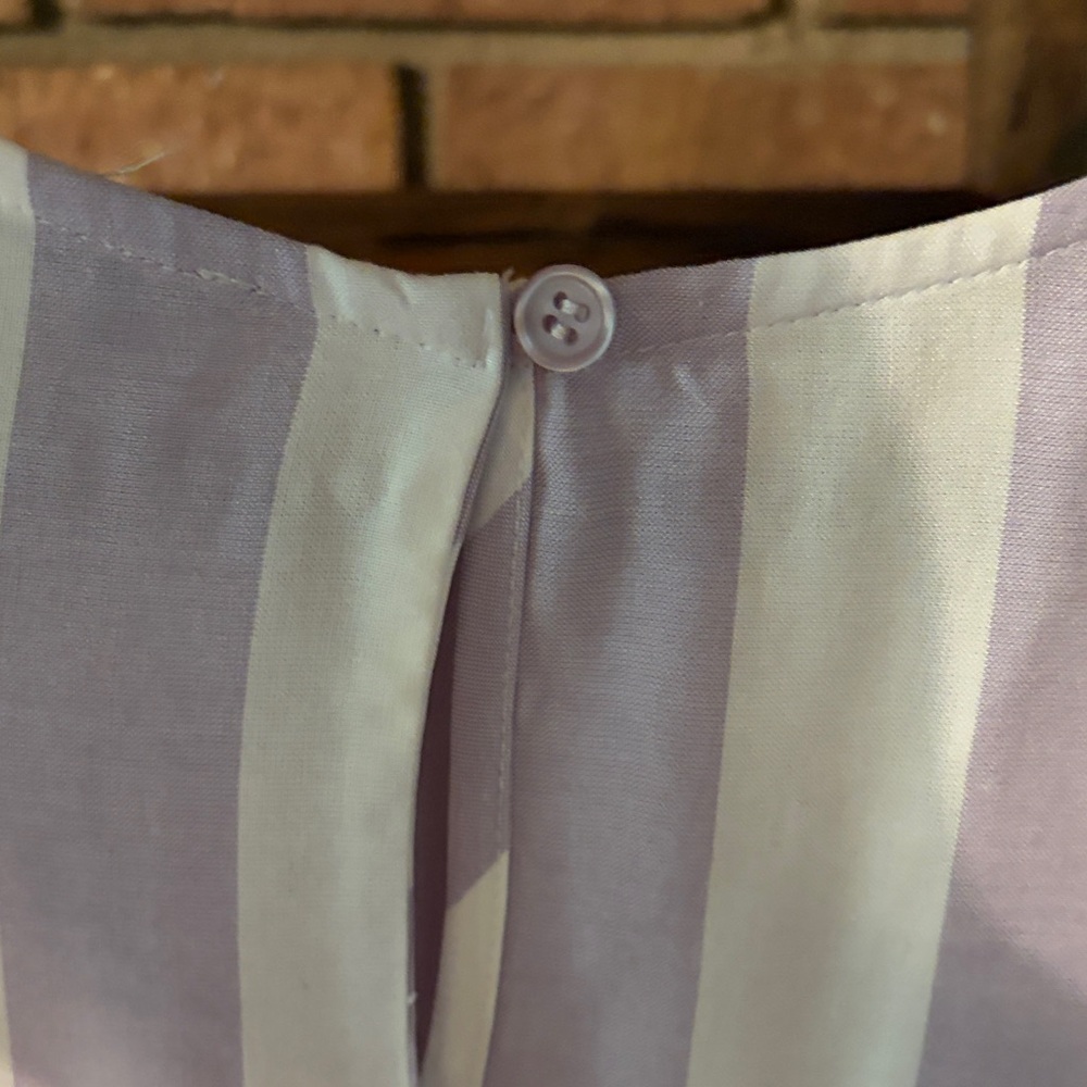 Cremieux Light Purple and White Striped Flutter Sleeve Top - Picture 9 of 9